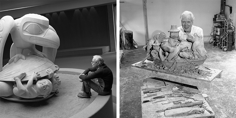 Reid a créé plus de 1 500 pièces, allant des bijoux aux sérigraphies en passant par les sculptures monumentales et les sculptures pour lesquelles il est le plus connu aujourd'hui. Photos de Bill McLennan. Aimablement fournie par le Musée d’anthropologie de l’Université de la Colombie-Britannique (Vancouver).