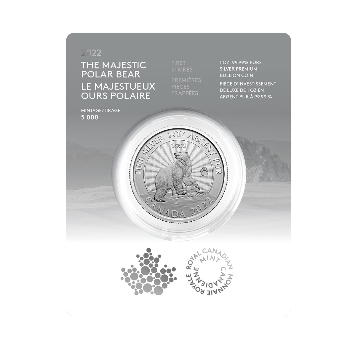 CANADIAN MINT MONNAIE 記念メダル 1 oz. Pure Silver Coin: First Strikes – The Majestic Polar
