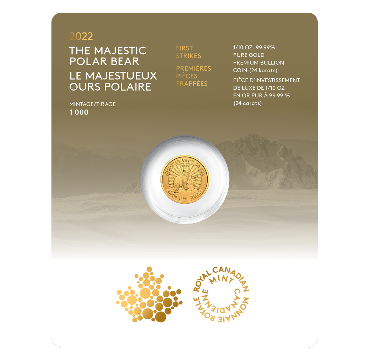 1/10 oz. Pure Gold Coin: First Strikes – The Majestic Polar Bear