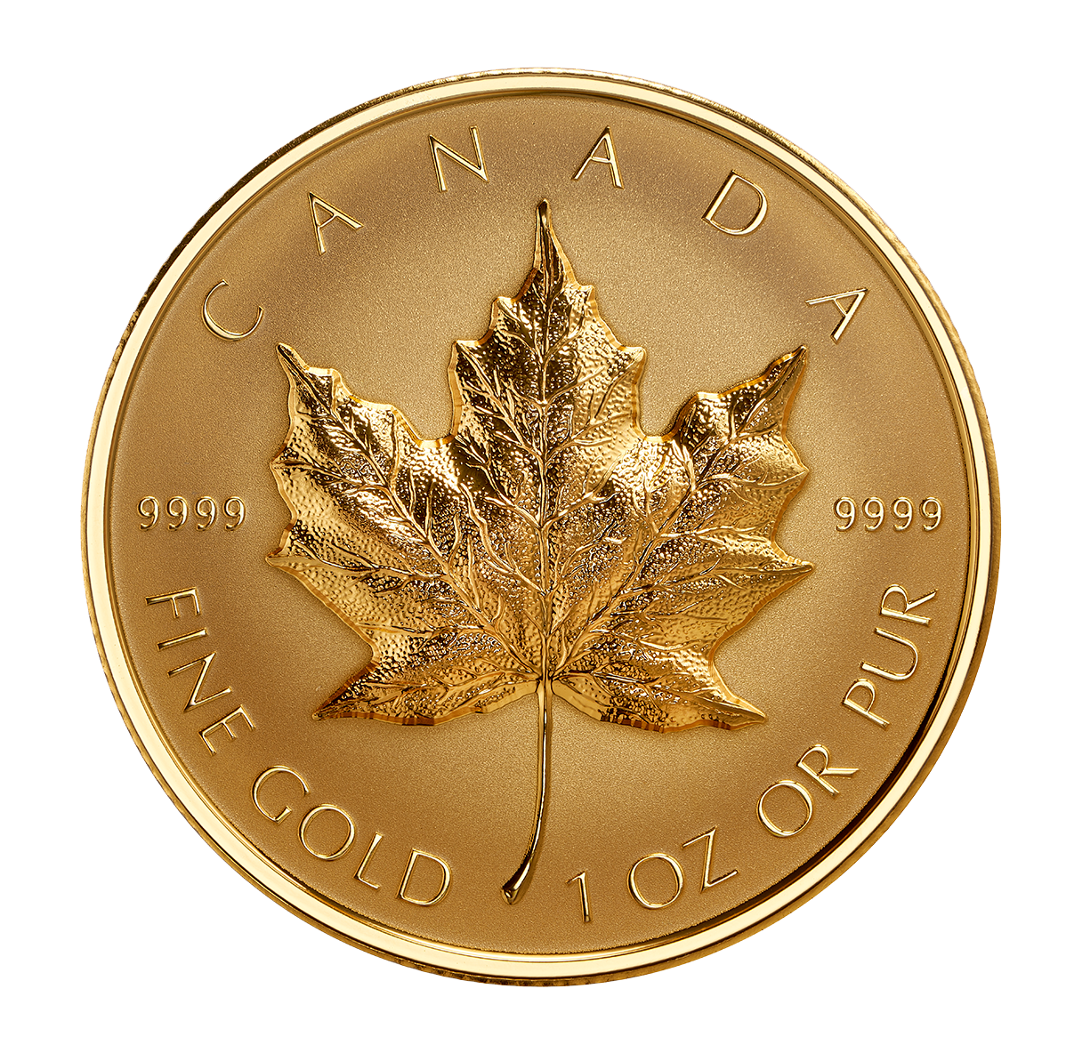 Pièce de 1 oz en or pur – Feuille d'érable en or à très haut