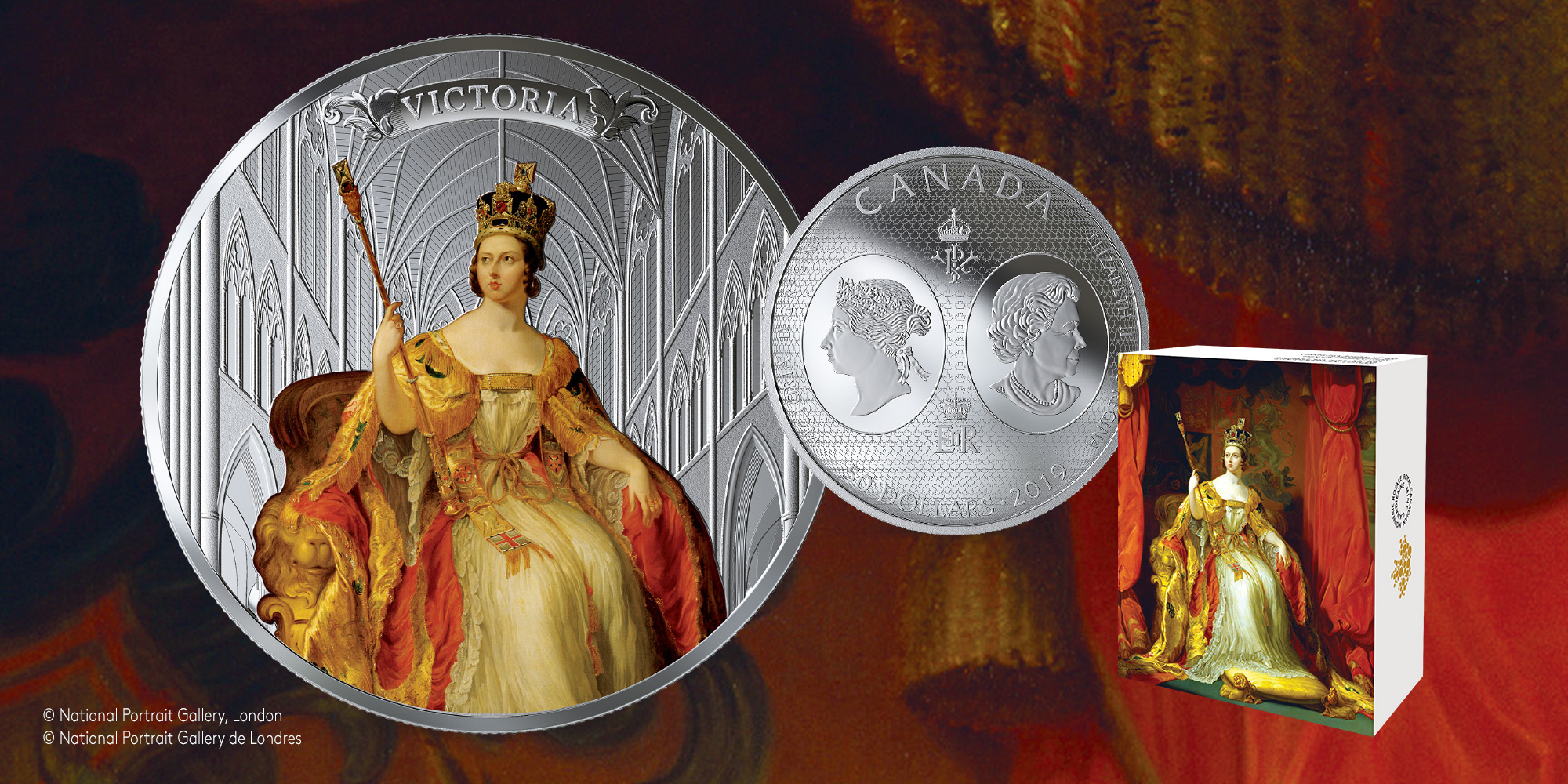 image 5 oz. Pure Silver Coloured Coin - 200th Anniversary of the Birth of Queen Victoria