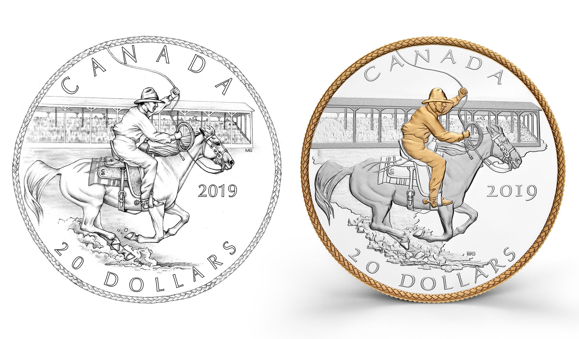 1919 Victory Stampede coin and artist sketch that was issued in 2019