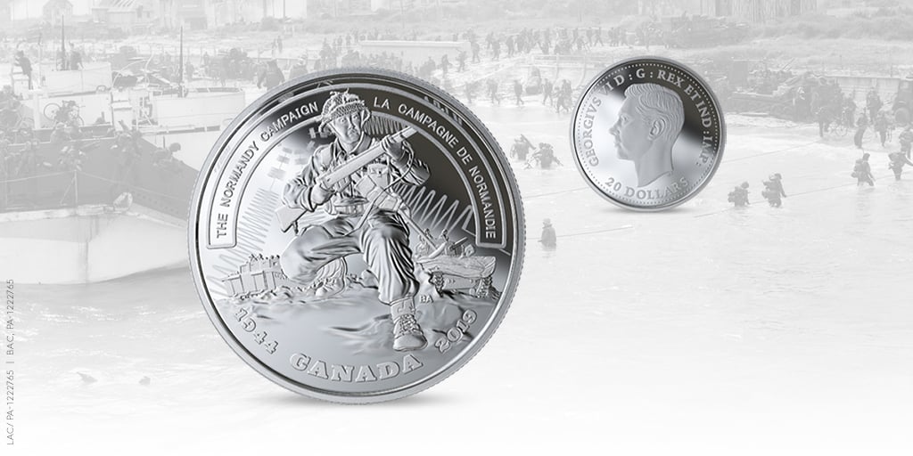 Ever since our very first Poppy coin in 2004, the Royal Canadian Mint has proudly issued special commemorative coins to remember the service and sacrifice of Canada’s Veterans and active military. Etched on each coin is the story of our shared history and memory of the extraordinary sacrifices made by our Veterans.  14,000 Canadians joined the Allied Forces on this day. Today, only a few D-Day Veterans are still with us. Only a few can recall the scenes from this historic event, which we are paying a special tribute to in 2019. The 75th anniversary of the D-Day landing on Juno Beach in Normandy, France.