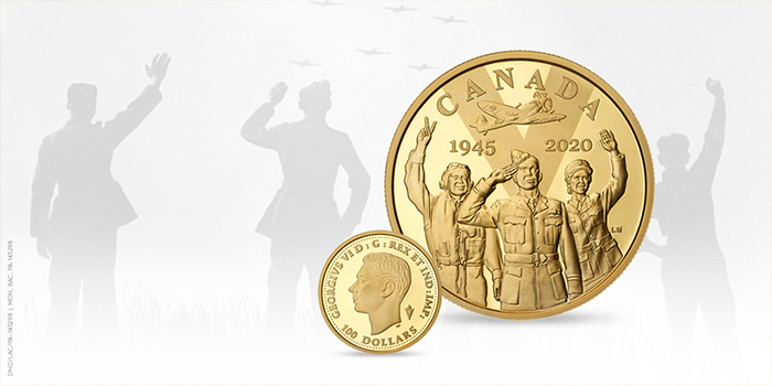 image le 75e anniversaire du jour de la Victoire en Europe (pièce en or 14 carats 2020).