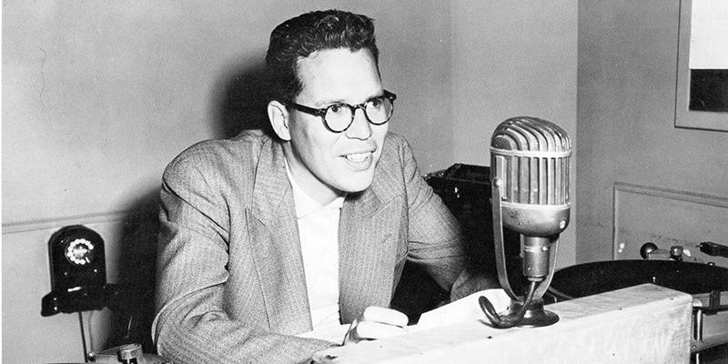 Bill Reid at the CBC, c.1950. Courtesy of the CBC.