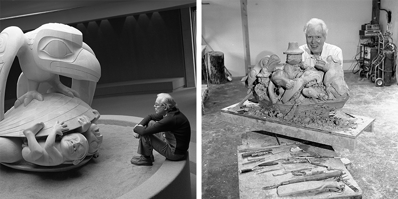 Reid created more than 1,500 pieces, ranging from from jewelry, to silk-screen prints to the monumental carvings and the sculptures he is best known for today. Photos by Bill McLennan. Courtesy UBC Museum of Anthropology, Vancouver, Canada.