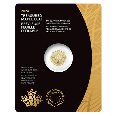 image 2024 1/10-oz. 99.99% Pure Gold Coin – Treasured Gold Maple Leaf First Strikes: Polar Bear Privy Mark (Premium Bullion)