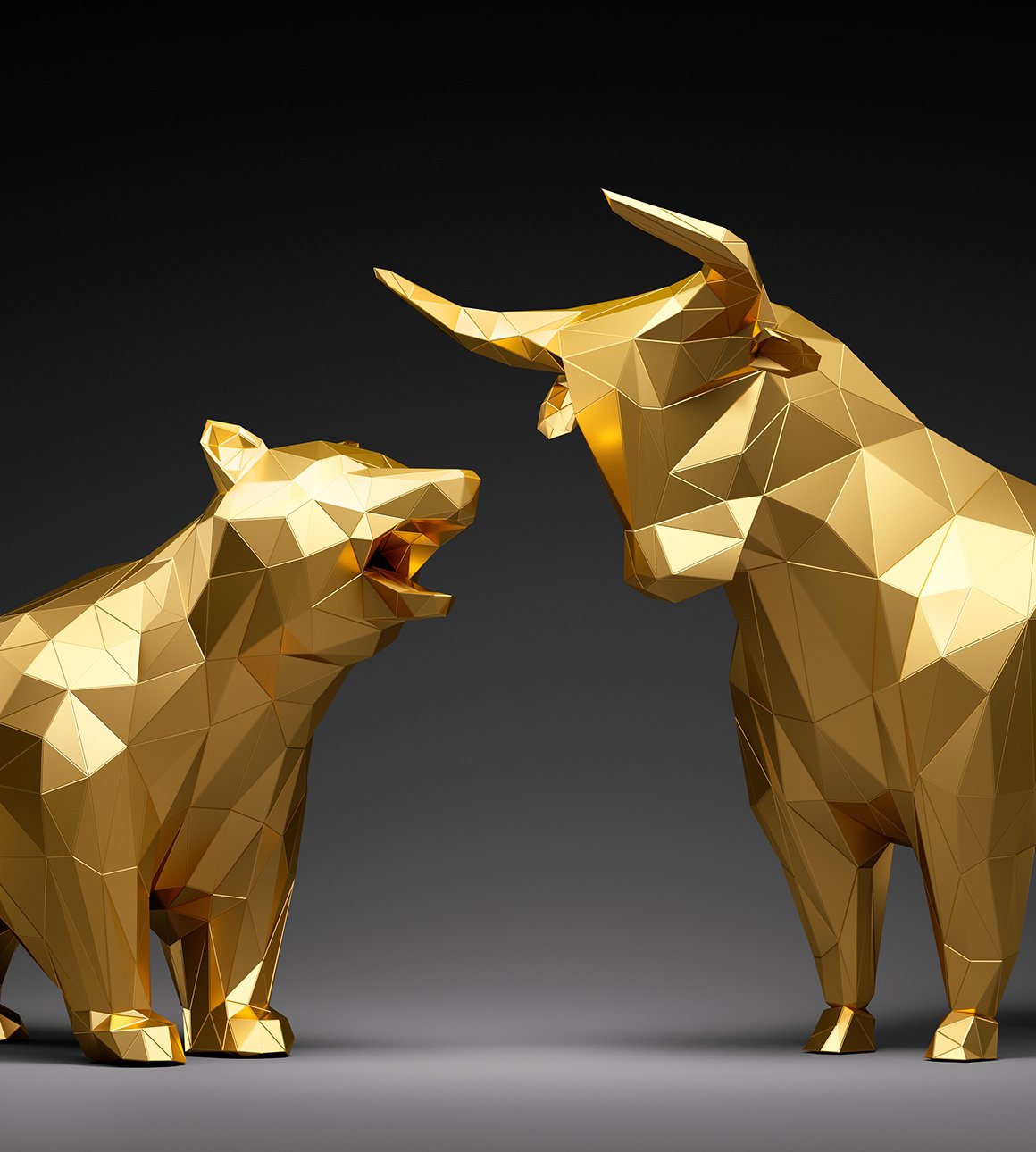 Golden bear and bull figures