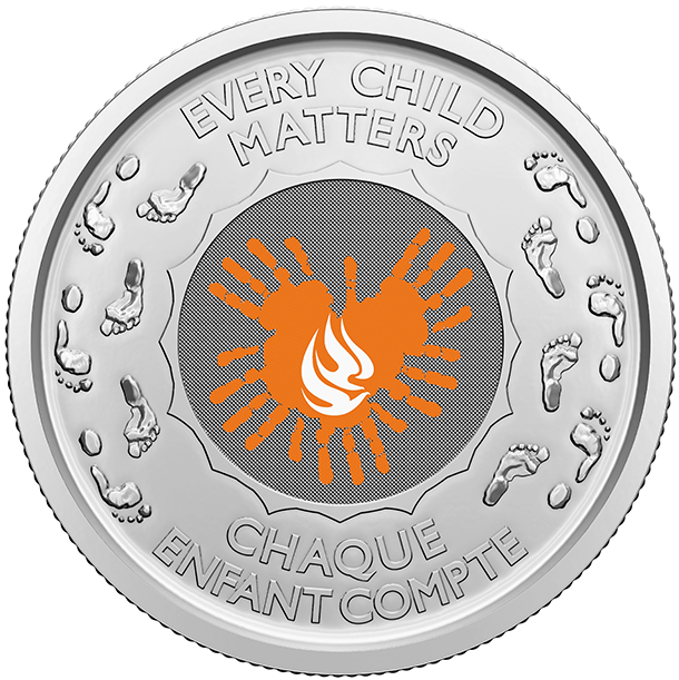 image The Truth and Reconciliation Keepsake: On the other side of the Keepsake, the assertion “EVERY CHILD MATTERS” appears in English and French.