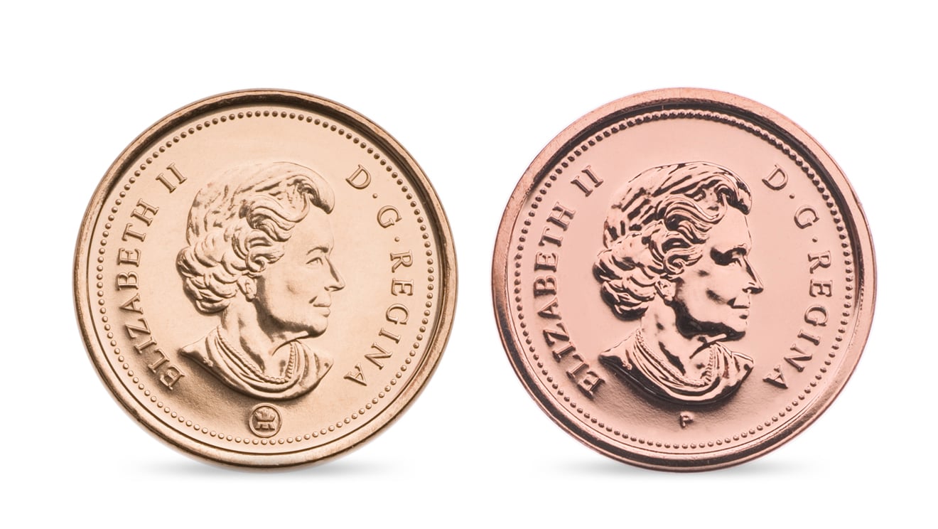 Variation of 1-cent circulation coins with Mint mark and with "P" Variation of 1-cent circulation coins with Mint mark and with "P"