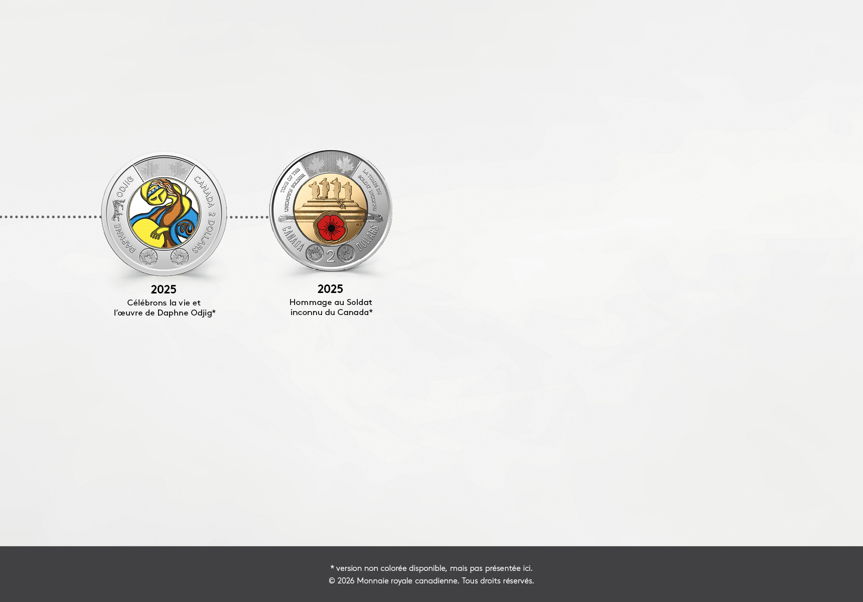 Les motifs revers de la pièce canadienne de deux dollars