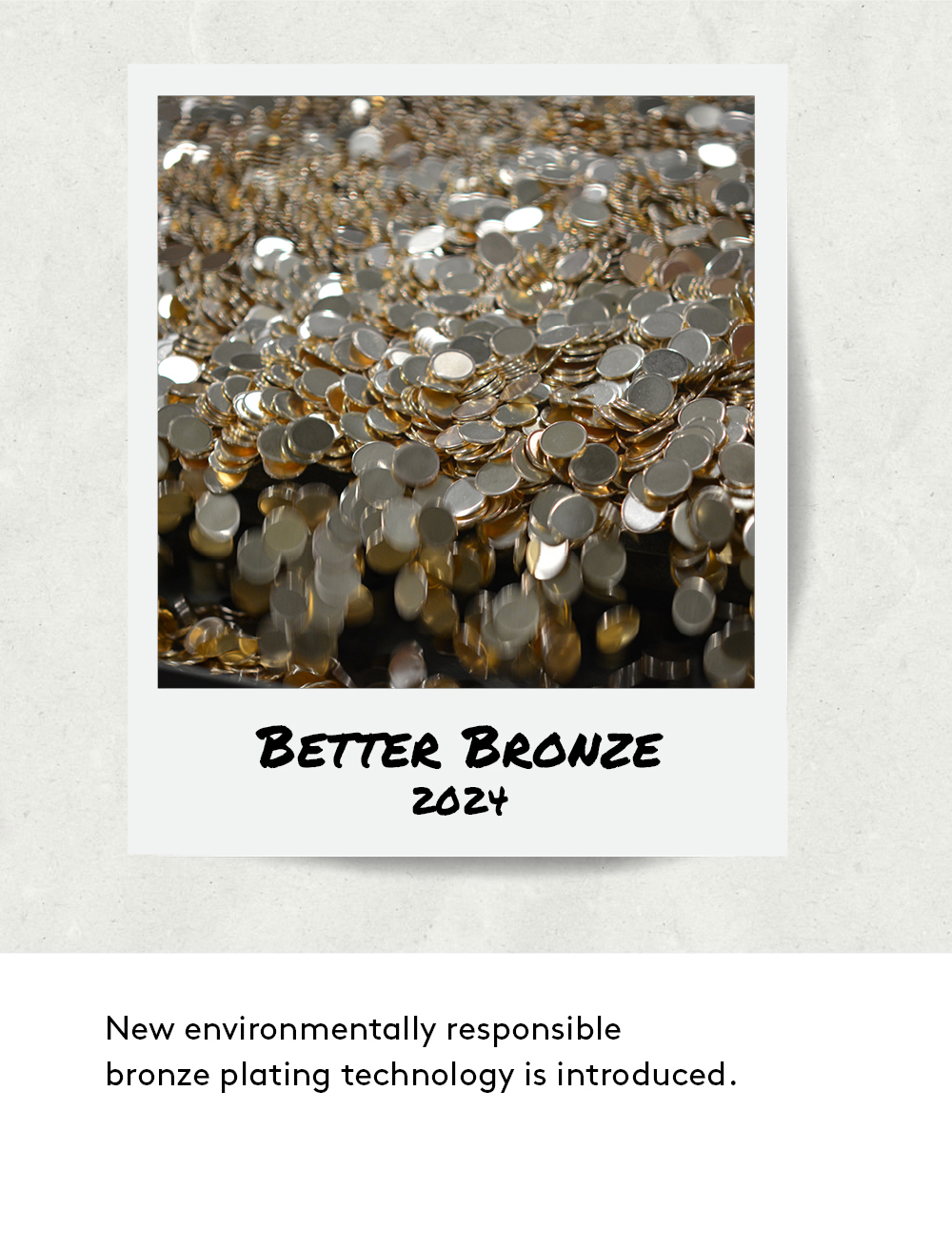A new environmentally responsible bronze plating technology is introduced in 2024.