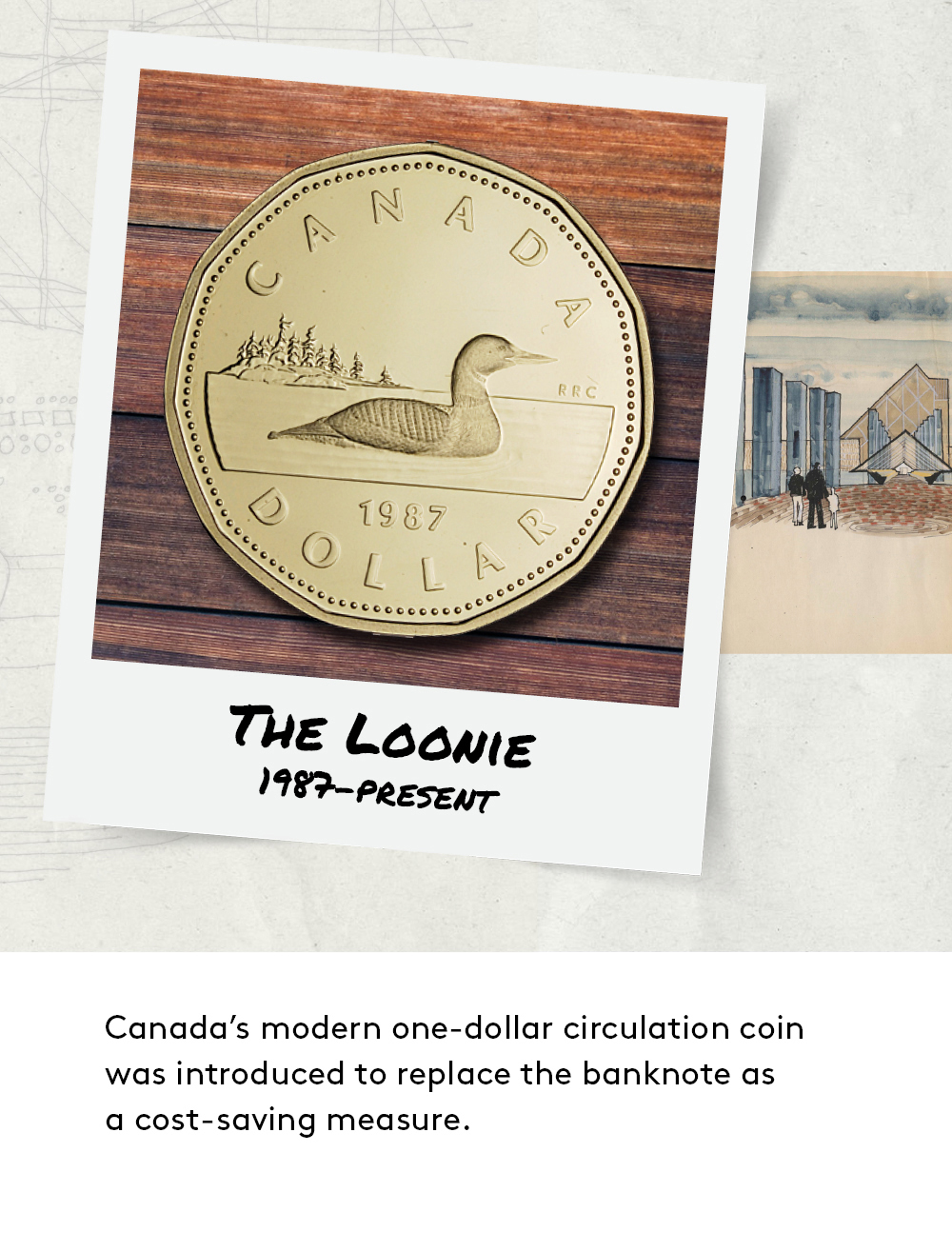 Canada’s modern one-dollar circulation coin was introduced in 1987.