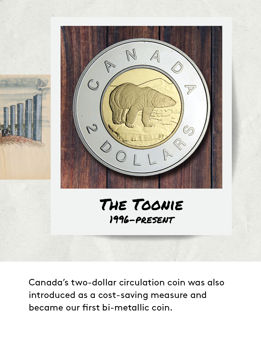 Canada’s two-dollar circulation coin was also introduced in 1996.