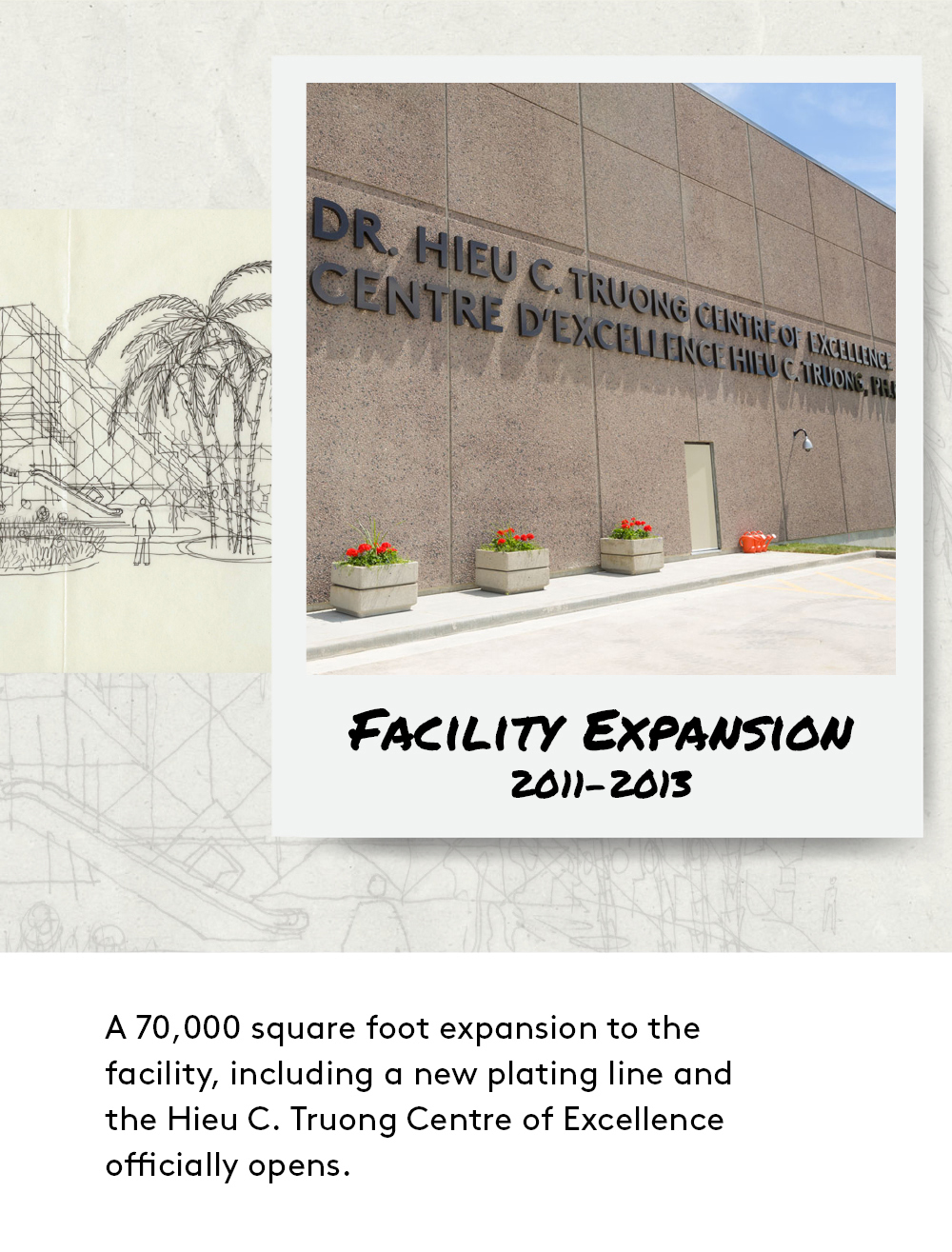 Facility expands another 70,000 square feet in 2013 with a new plating line and the Hieu C. Truong Centre of Excellence .