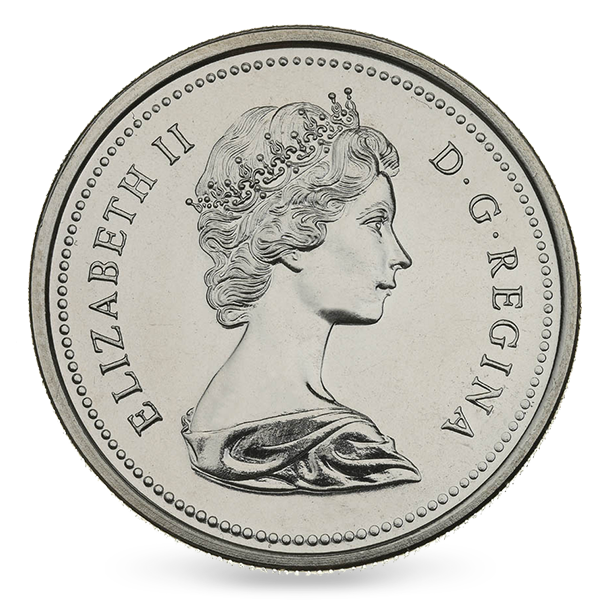 Elizabeth II (1965-1989) This updated effigy of Her Majesty Queen Elizabeth II appeared with the inscription ELIZABETH II D G REGINA, a shortened form of the original.