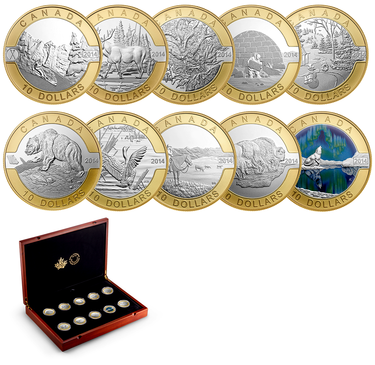 1/2 oz. Fine Silver Gold-Plated 10 Coin Set - O Canada - Mintage