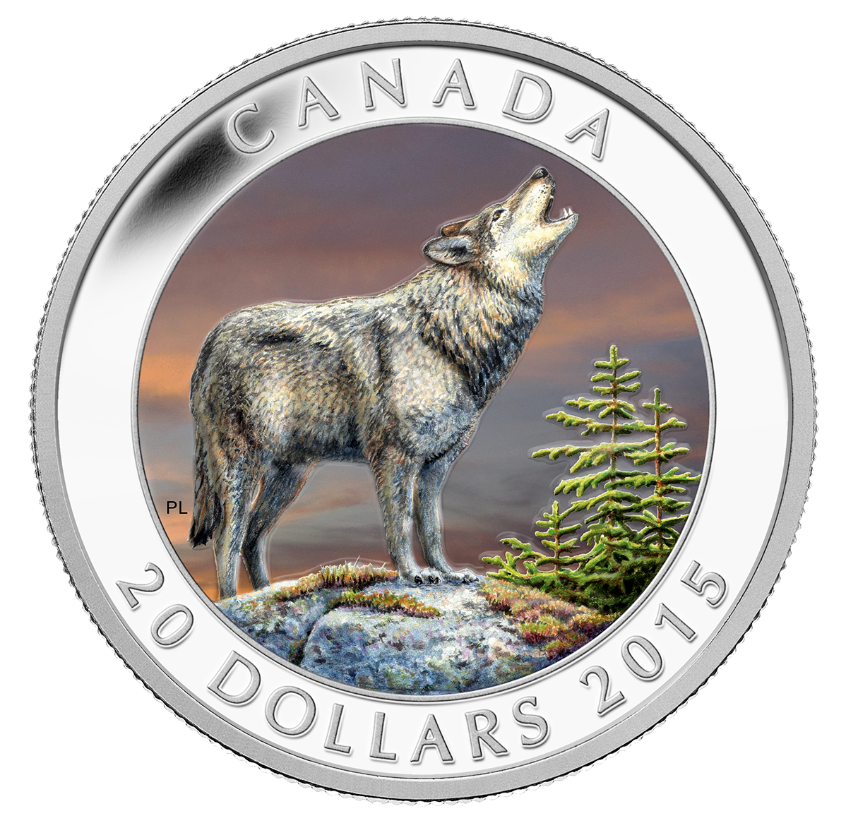 1 oz. Fine Silver Coloured Coin - The Wolf - Mintage: 7,500 (2015