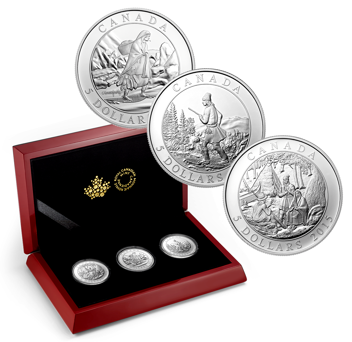 Fine Silver 3-Coin Set - Artwork by Cornelius Krieghoff - Mintage