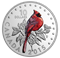Oiseaux chanteurs colorés du Canada : Le cardinal rouge - Pièce de 1/2 oz en argent fin colorée (201