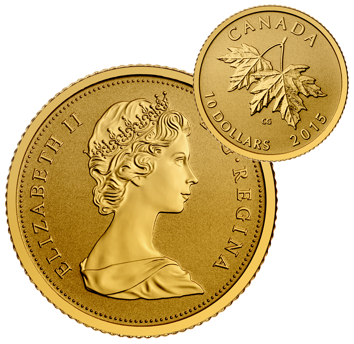 Pure Gold Coin - Maple Leaves with Queen Elizabeth II Effigy from