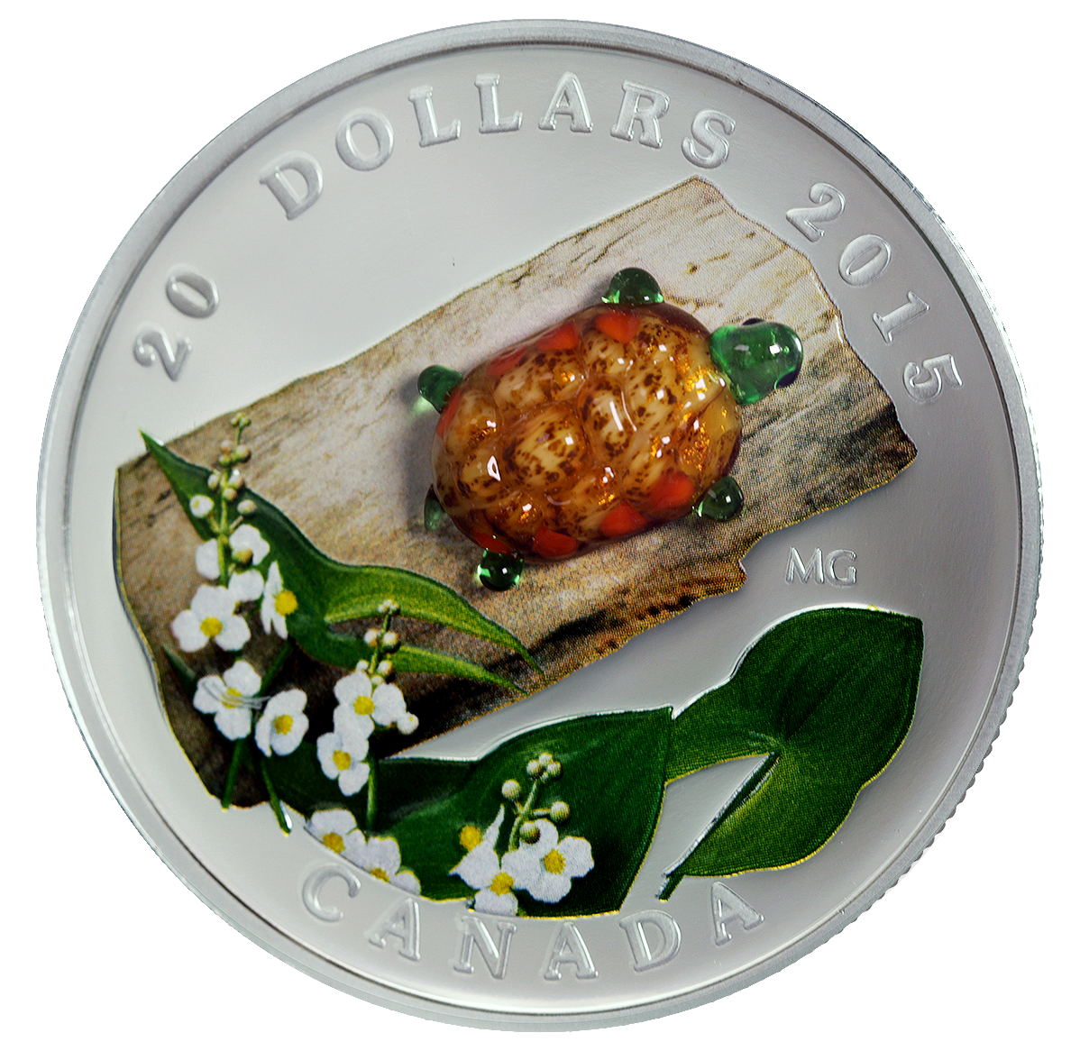 はなはなまろんカナダCoincident社製２wayスピーカTRIUMPH Venetian Glass Turtle with Broadleaf Arrowhead Flower - 1 oz. Fine