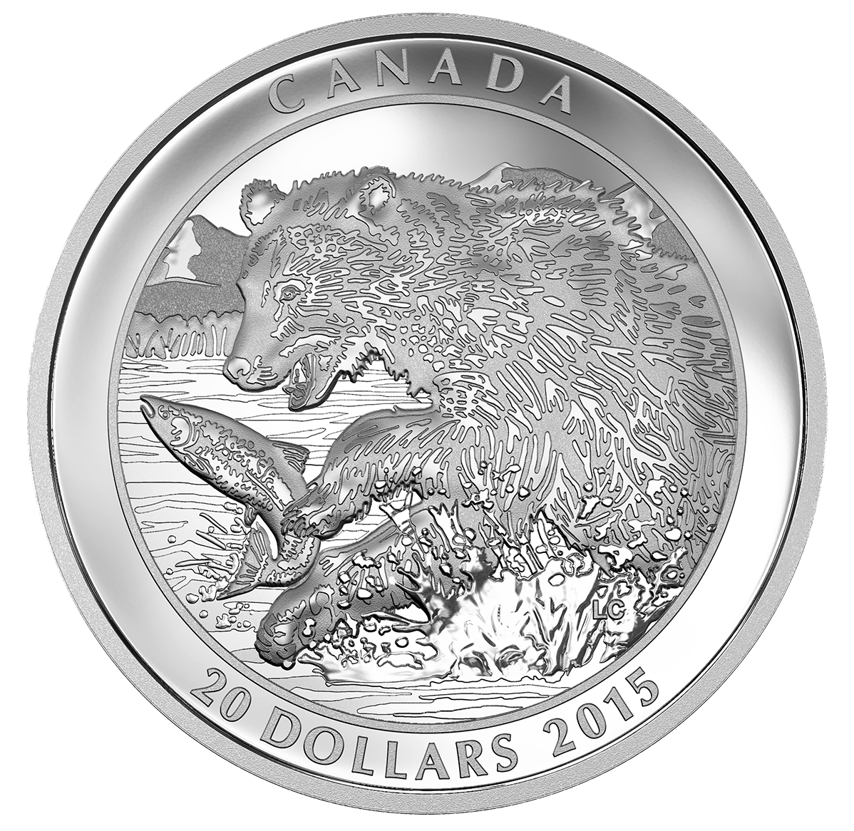 1 oz. Fine Silver Coin – Grizzly Bear: The Catch – Mintage: 6,500