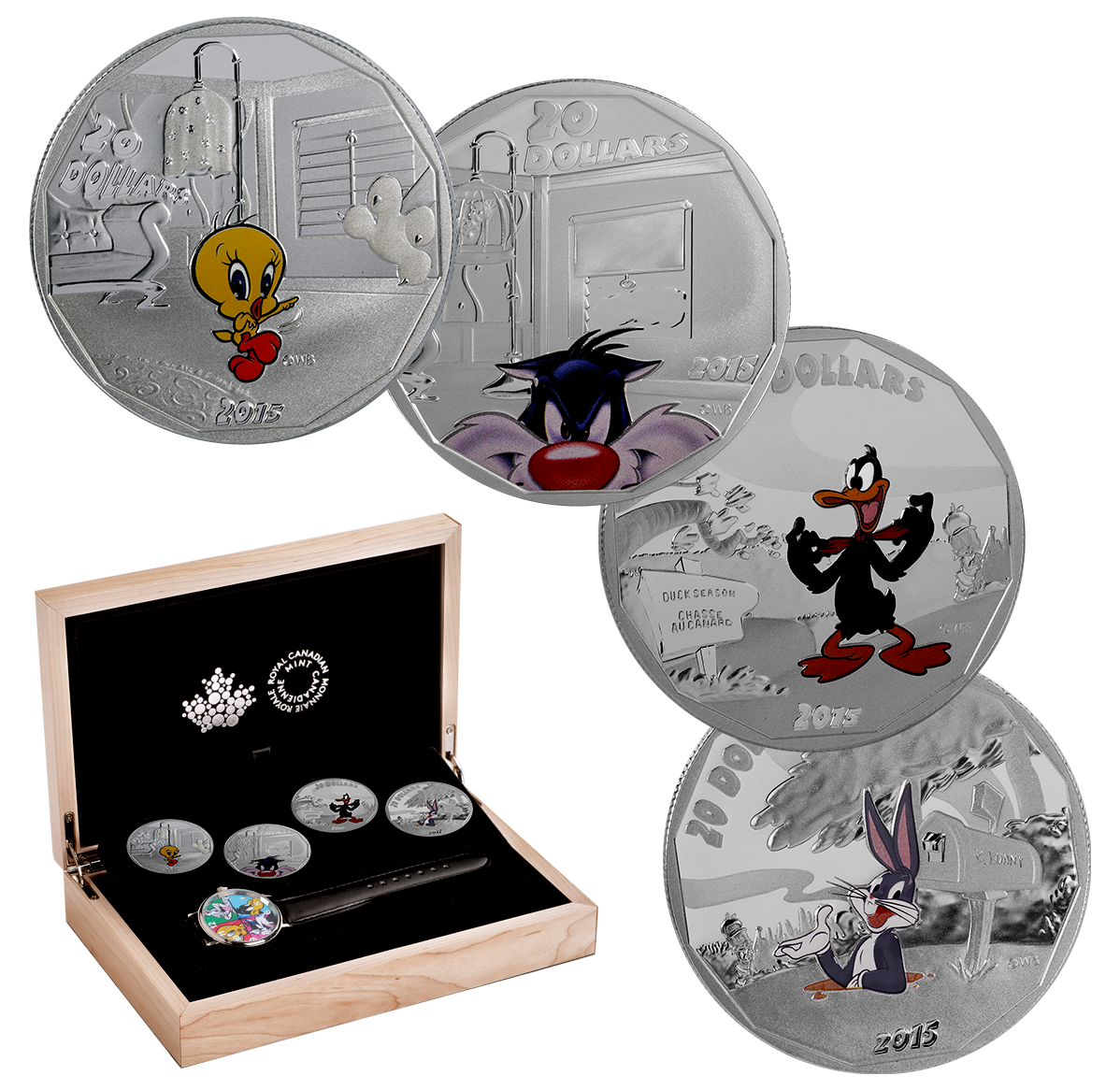 Looney Tunes(TM) - 1 oz. Fine Silver 4-Coin Set and Wrist Watch