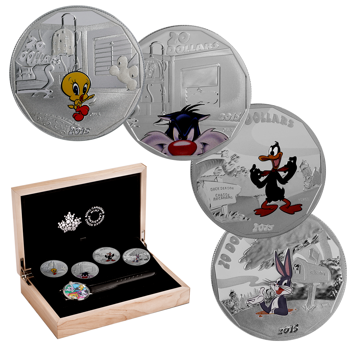 Abonnement à la série de quatre pièces de oz en argent fin avec