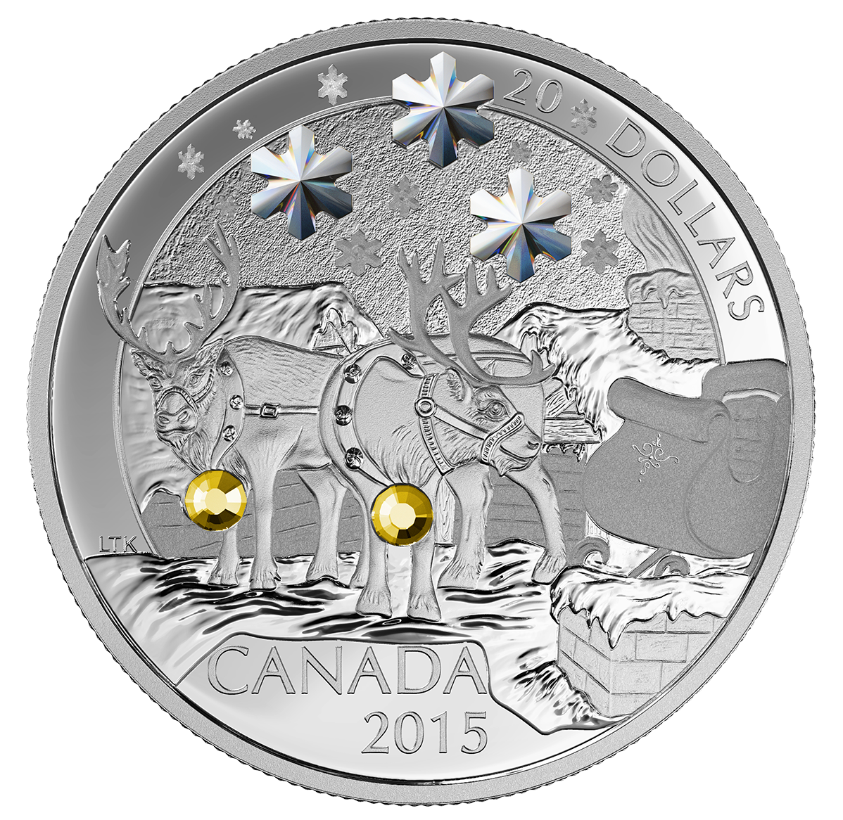【まーちゃんさま】ornament ❀ * グレーのステキなトナカイさん 1 oz. Fine Silver Coin – Holiday Reindeer – Mintage: 7,500 (2015