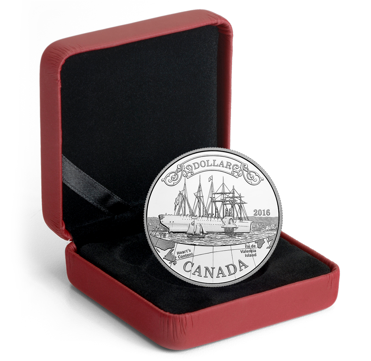 銀貨TheOfficialCoinoftheCANADIAN Mint Proof Fine Silver Dollar – 150th Anniversary of the Transatlantic