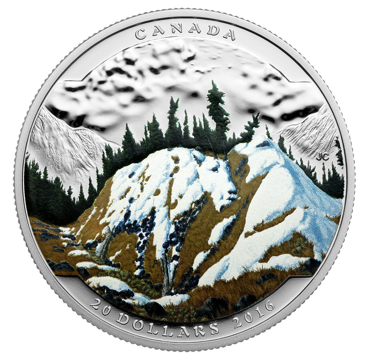 1 oz. Fine Silver Coloured Coin - Landscape Illusion: Mountain