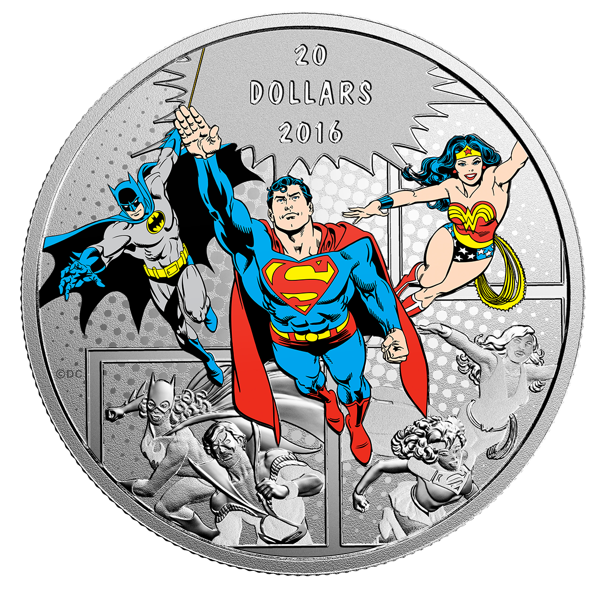 1 oz. Pure Silver Coloured Coin DC Comics™ Originals The Trinity (2016) The Royal Canadian Mint