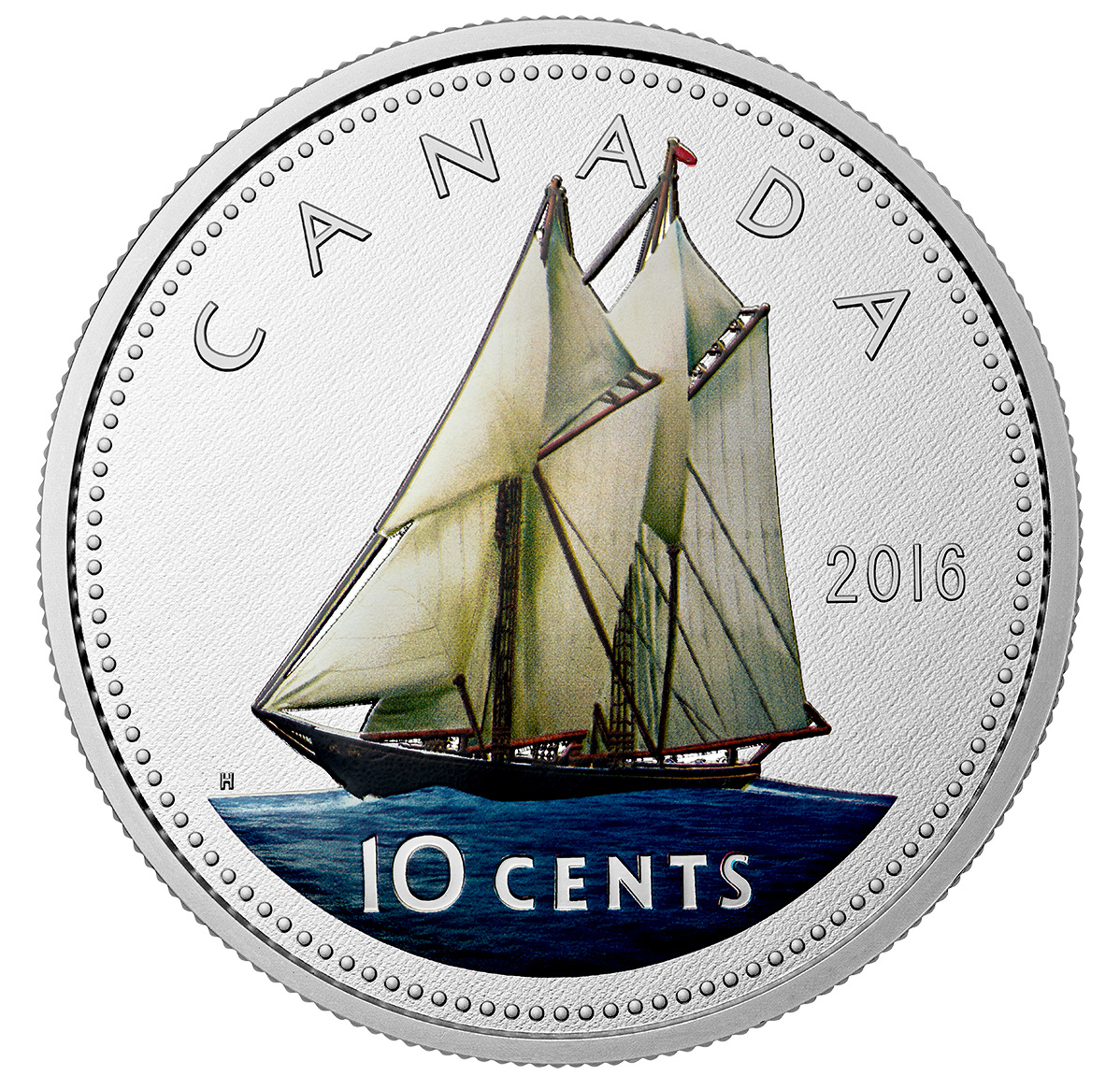 5 oz. Fine Silver Coloured Coin - Big Coin Series: 10-cent Coin