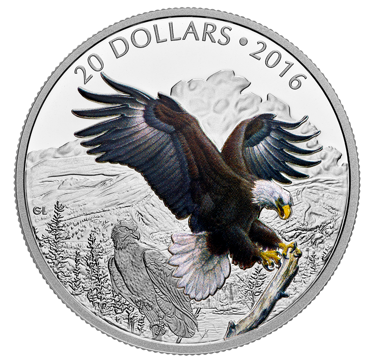NT 2016 Baronial Bald Eagle Colorized Prf $20 Silver Coin 1oz .9999 Fine 17716 