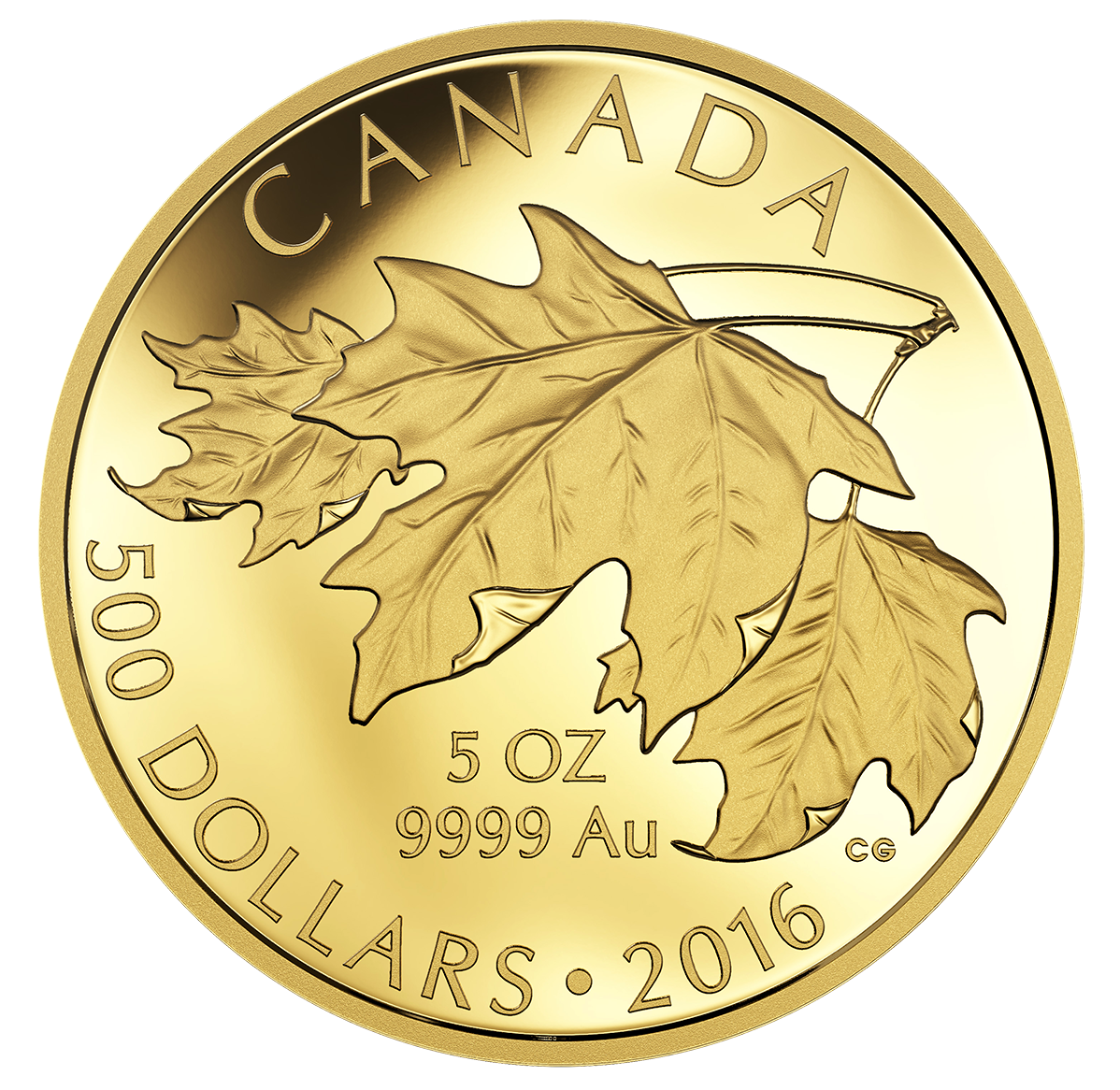 5 oz. Pure Gold Coin - Maple Leaves - Mintage: 99 (2016) | The