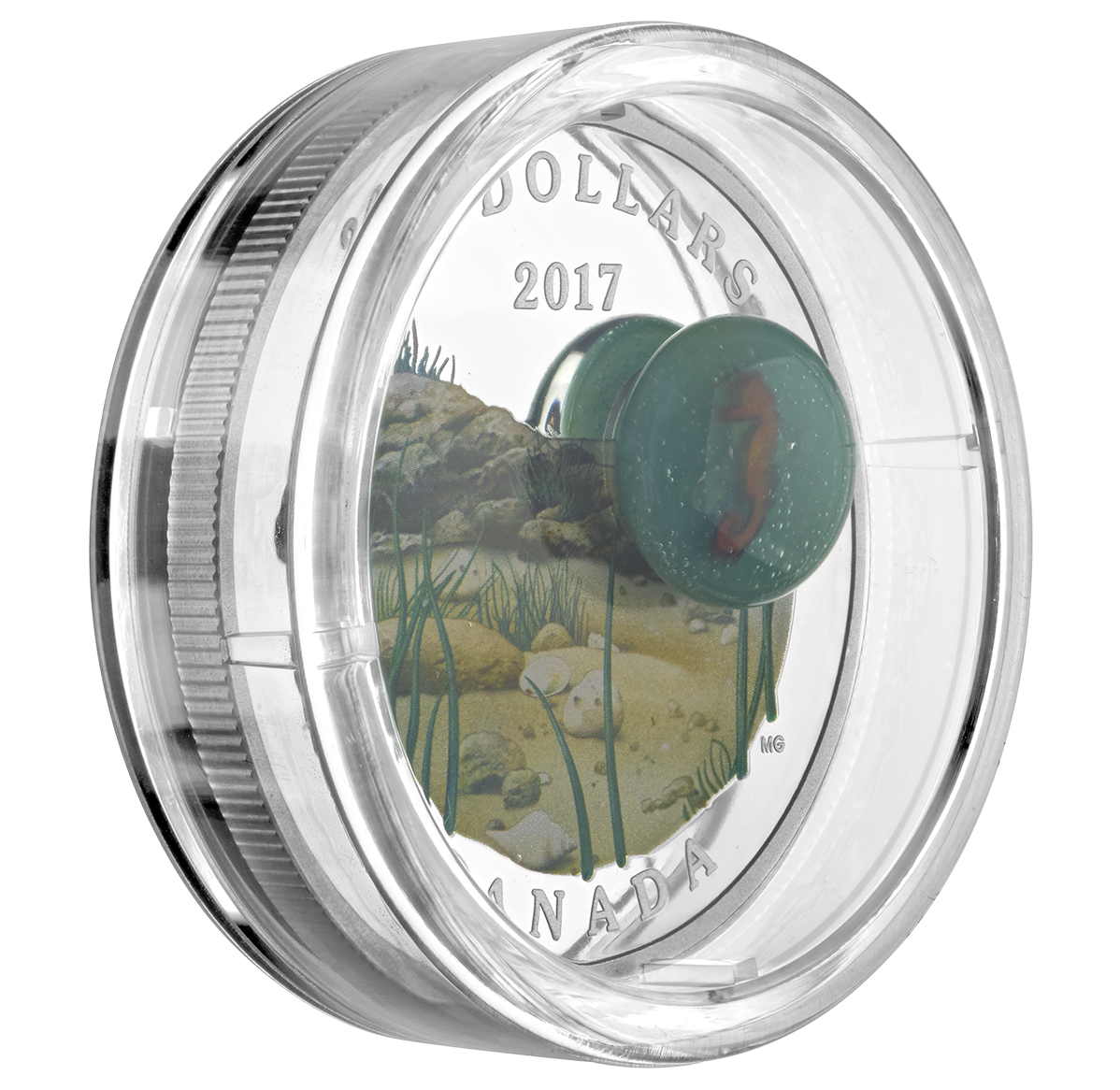 1 oz. Pure Silver Coloured Coin   Under the Sea: Seahorse