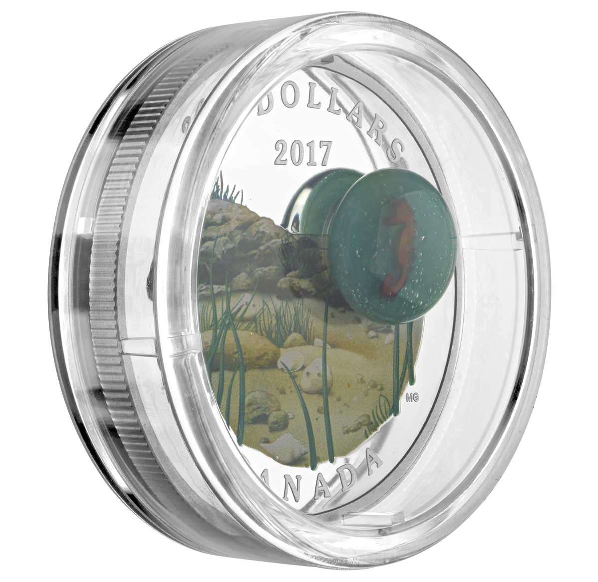 1 oz. Pure Silver Coloured Coin - Under the Sea: Seahorse