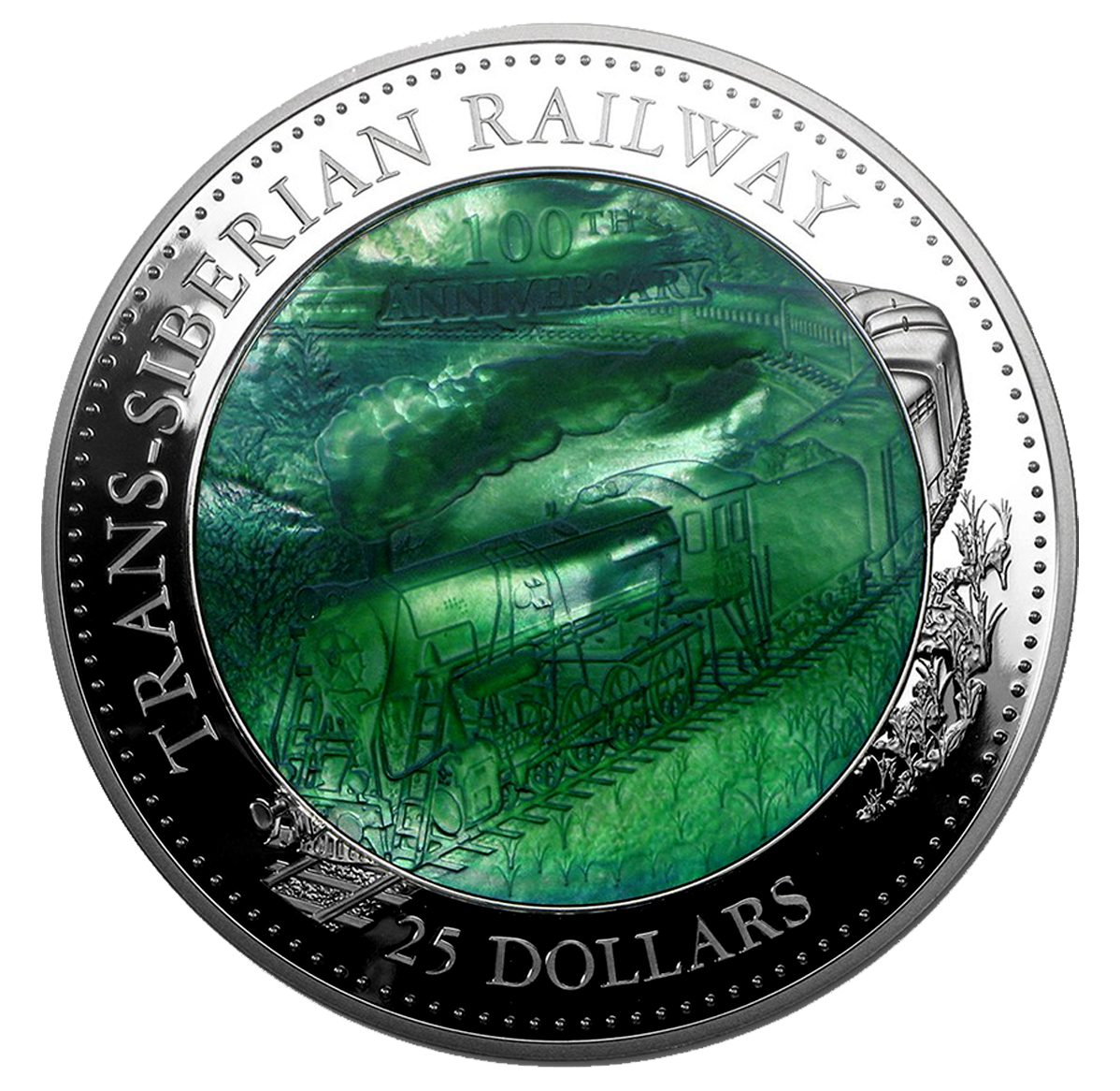 5 oz. Fine Silver Coin with Mother of Pearl Inlay – Trans-Siberian