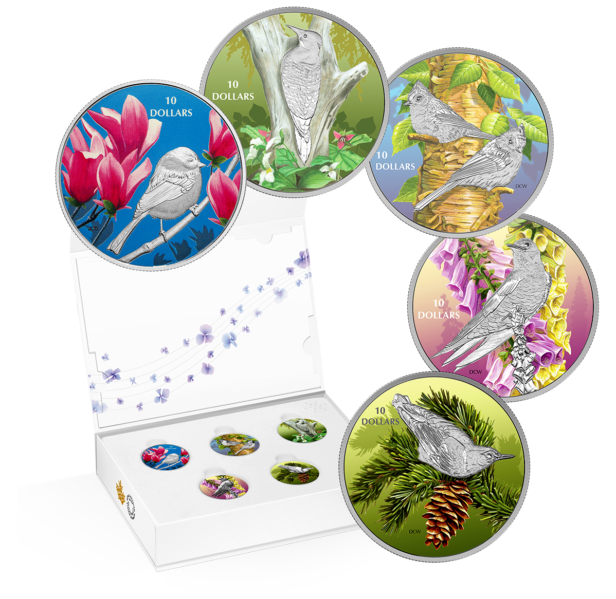 1/2 oz. Pure Silver Coloured 5-Coin Subscription - Birds Among