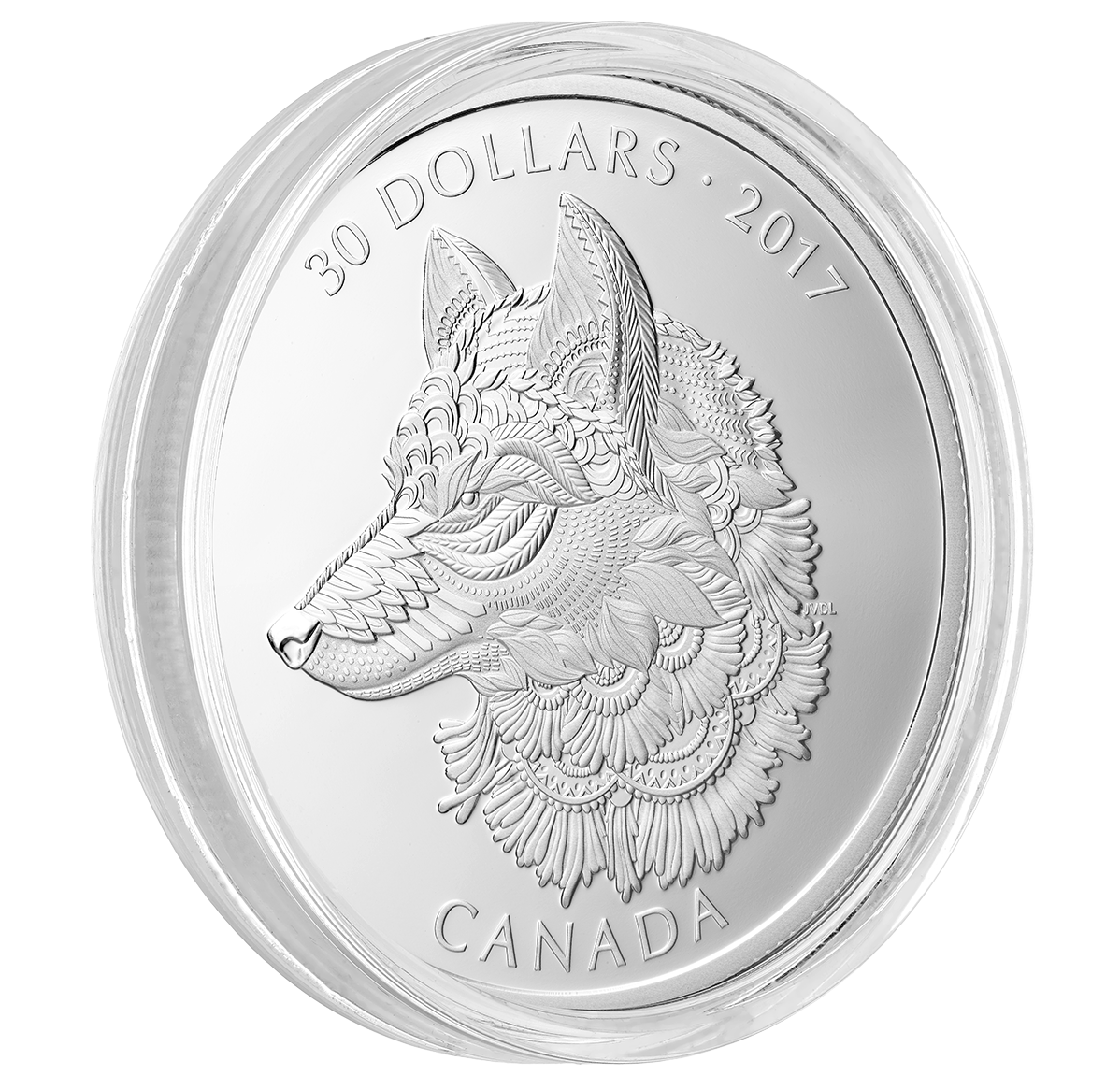 2 oz. Pure Silver Coin - Zentangle® Art: The Great Grey Wolf 2 oz. Pure Silver Coin - Zentangle® Art: The Great Grey Wolf