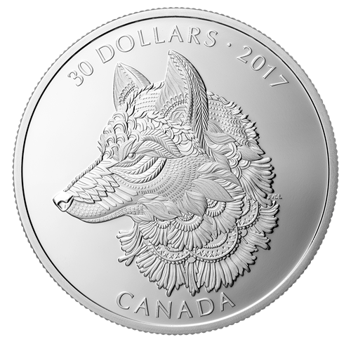 2 oz. Pure Silver Coin - Zentangle® Art: The Great Grey Wolf 2 oz. Pure Silver Coin - Zentangle® Art: The Great Grey Wolf