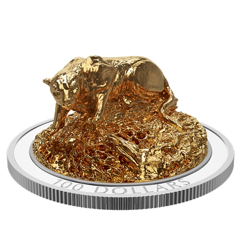 Honey Gold Pouncing Cougar Sculpture