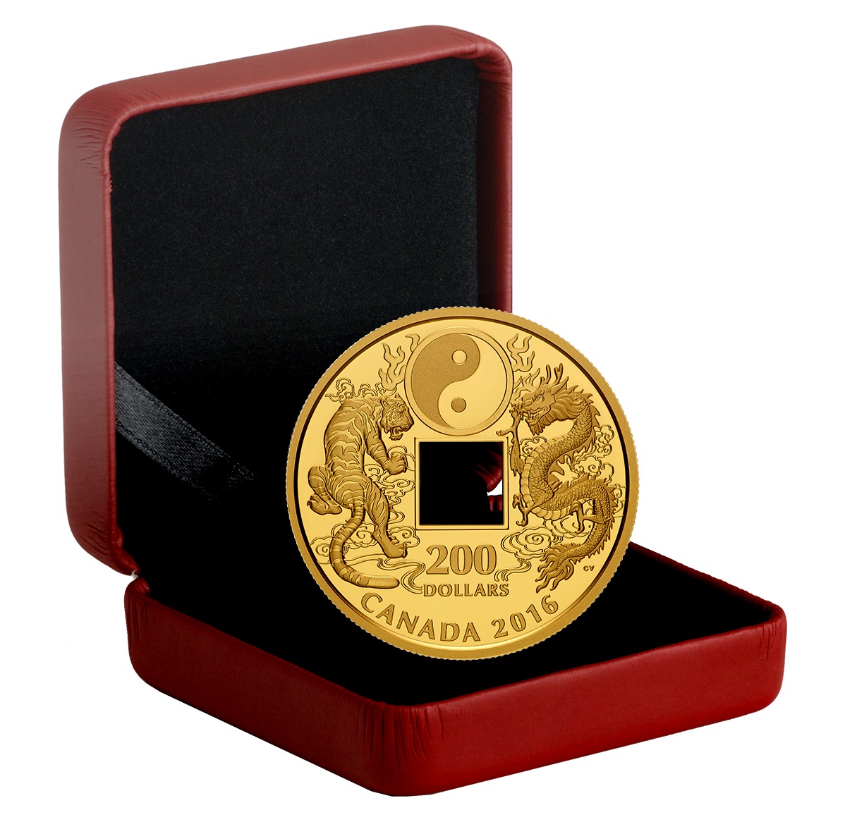 28.25 g Pure Gold Coin - Tiger and Dragon Yin and Yang - Mintage