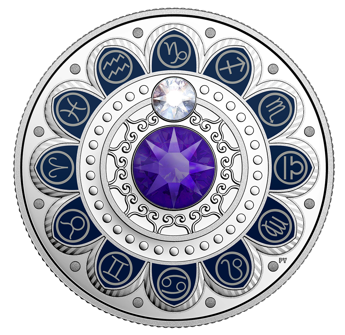 Pure Silver Coin made with Swarovski® Crystals - Zodiac Series