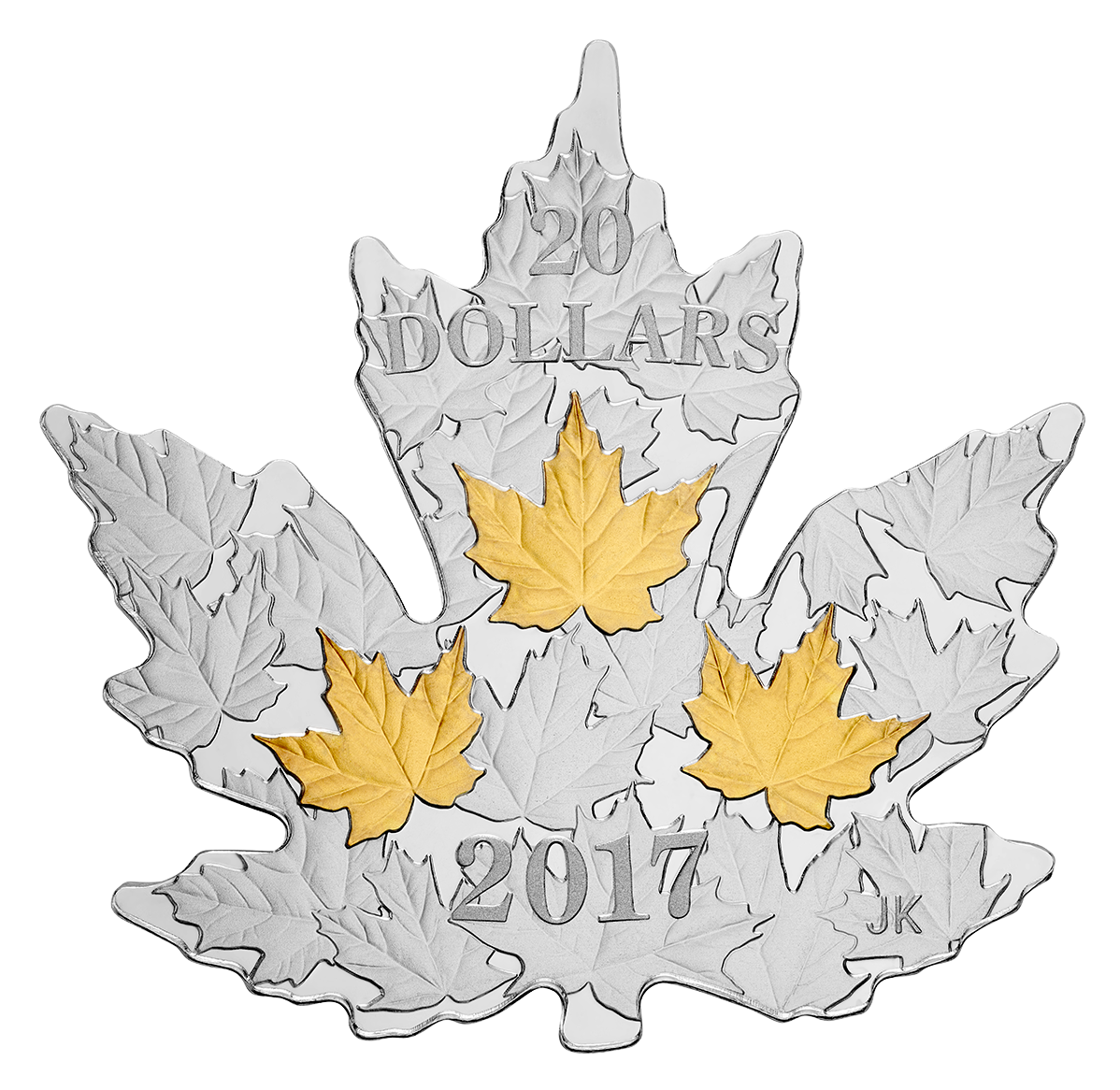 1 oz. Pure Silver GoldPlated Coin Gilded Silver Maple Leaf (2017