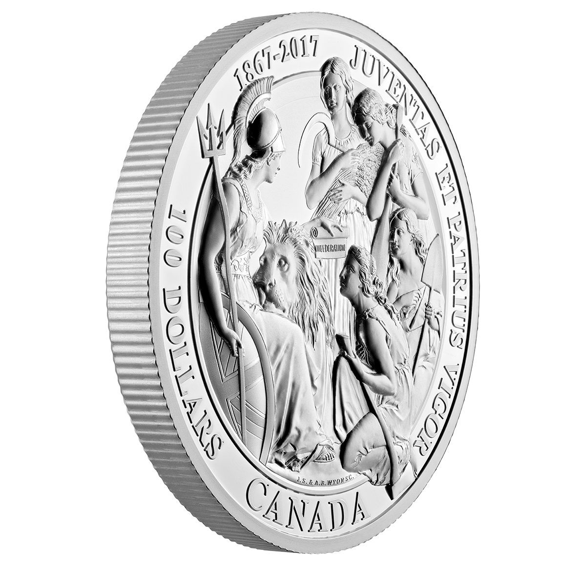 10 oz. Pure Silver Coin Canadian Federation Medals Juventas et