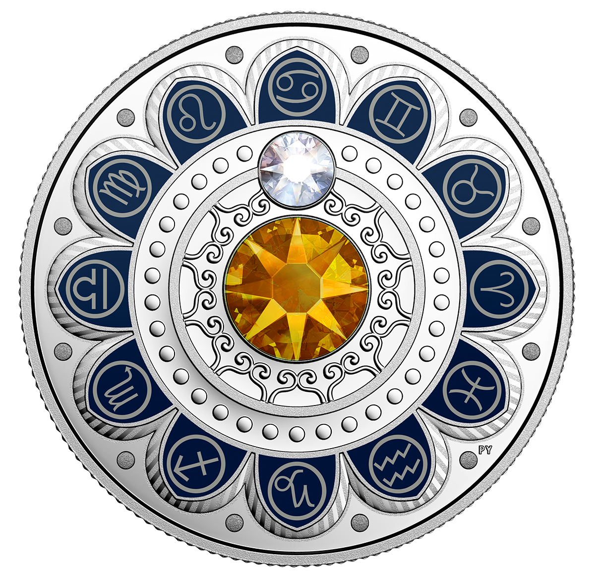 Pure Silver Coin made with Swarovski® Crystals - Zodiac Series