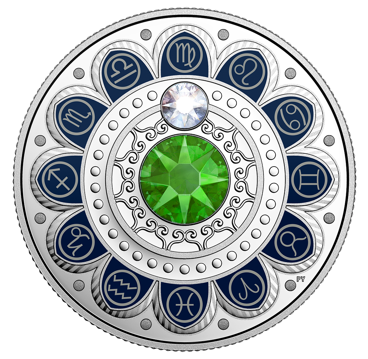 Pure Silver Coin made with Swarovski® Crystals - Zodiac Series