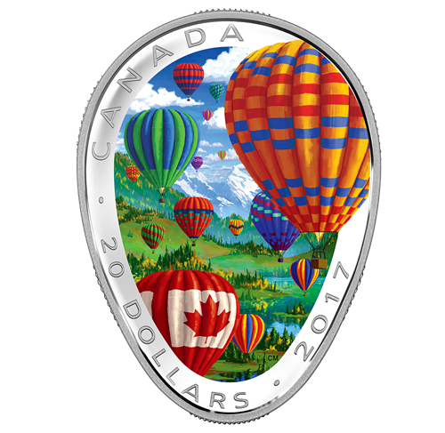 Pièce colorée de 1 oz en argent pur - Montgolfières - Tirage : 5 000 (2017)